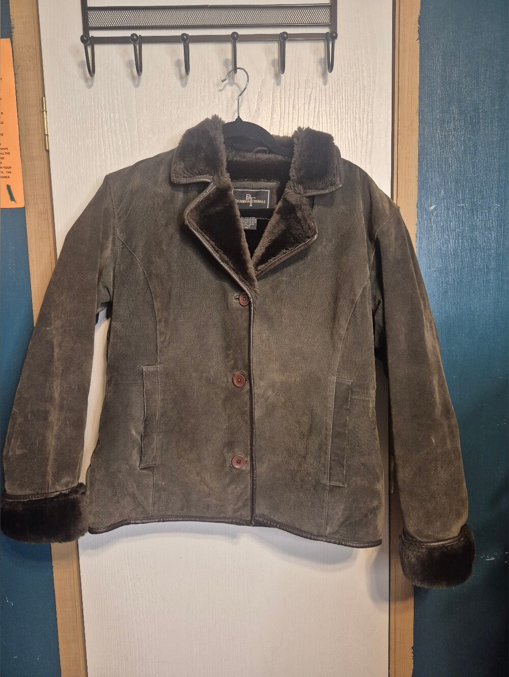 Brandon thomas coat with faux fur